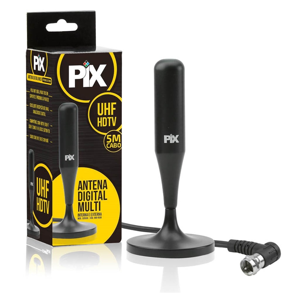 Antena Digital Pix Interna Imã Cabo 5.00M 008-9500