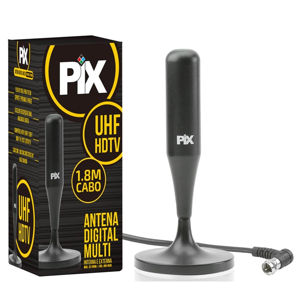 Antena Digital Pix Interna Imã Cabo 1.80M 008-9506
