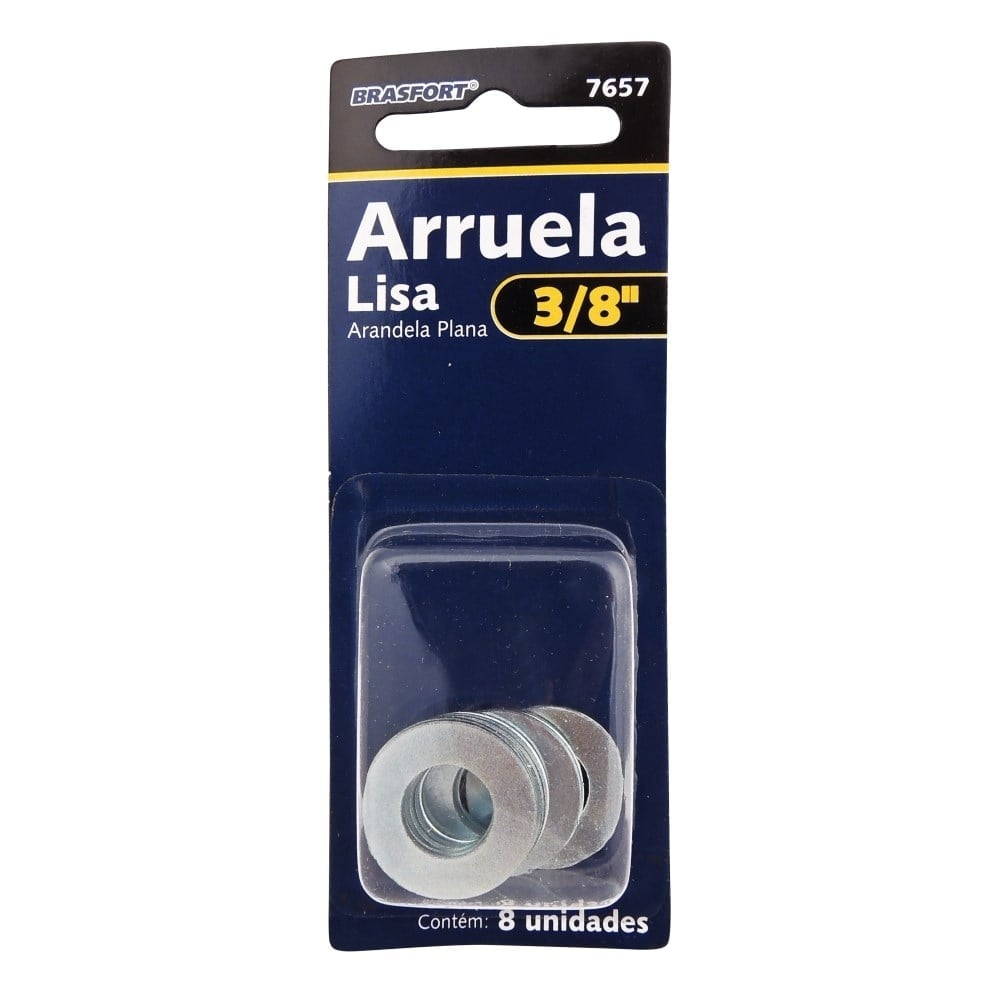 Cartela Arruela Lisa Zincada Brasfort (E)3/8" Cartela com 08 Peças 7657