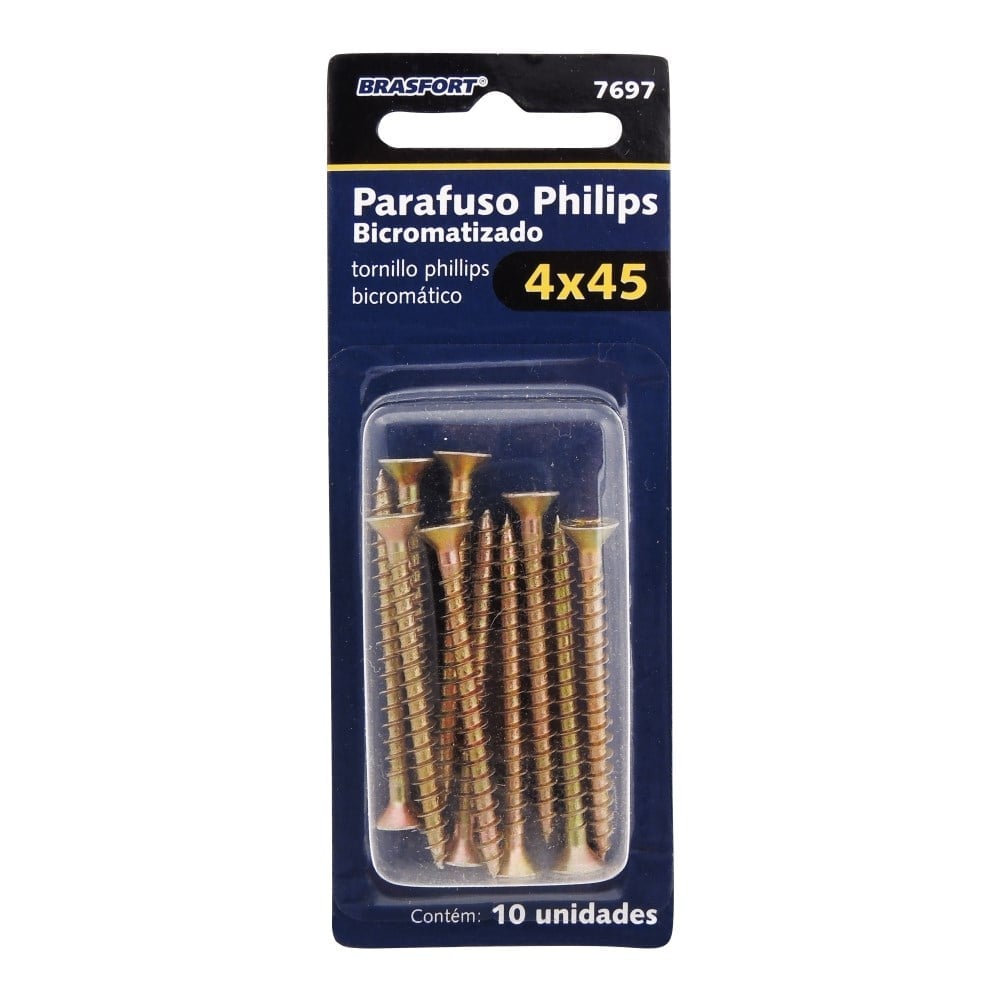 Cartela Parafuso Chipboard Brasfort Cabeça Chata Philips 4.0X45 Cartela com 10 Peças 7697