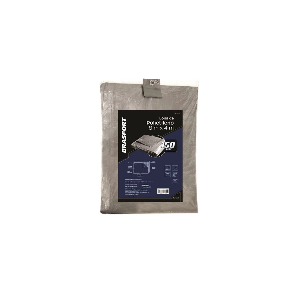 Lona Carreteiro Brasfort Cinza 8X 4M 150 Gramas por M² 9050