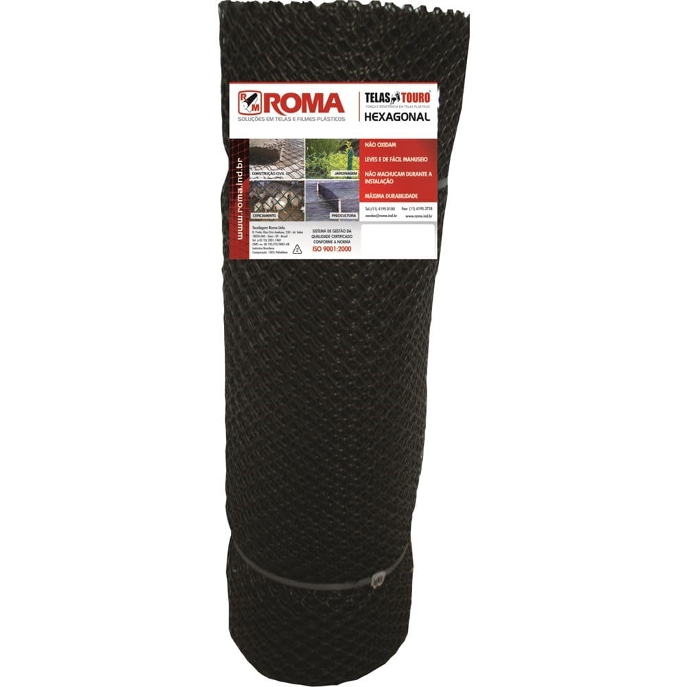 Tela Plástica Roma Pinteiro 4 1.5m X 50m Preta 9365