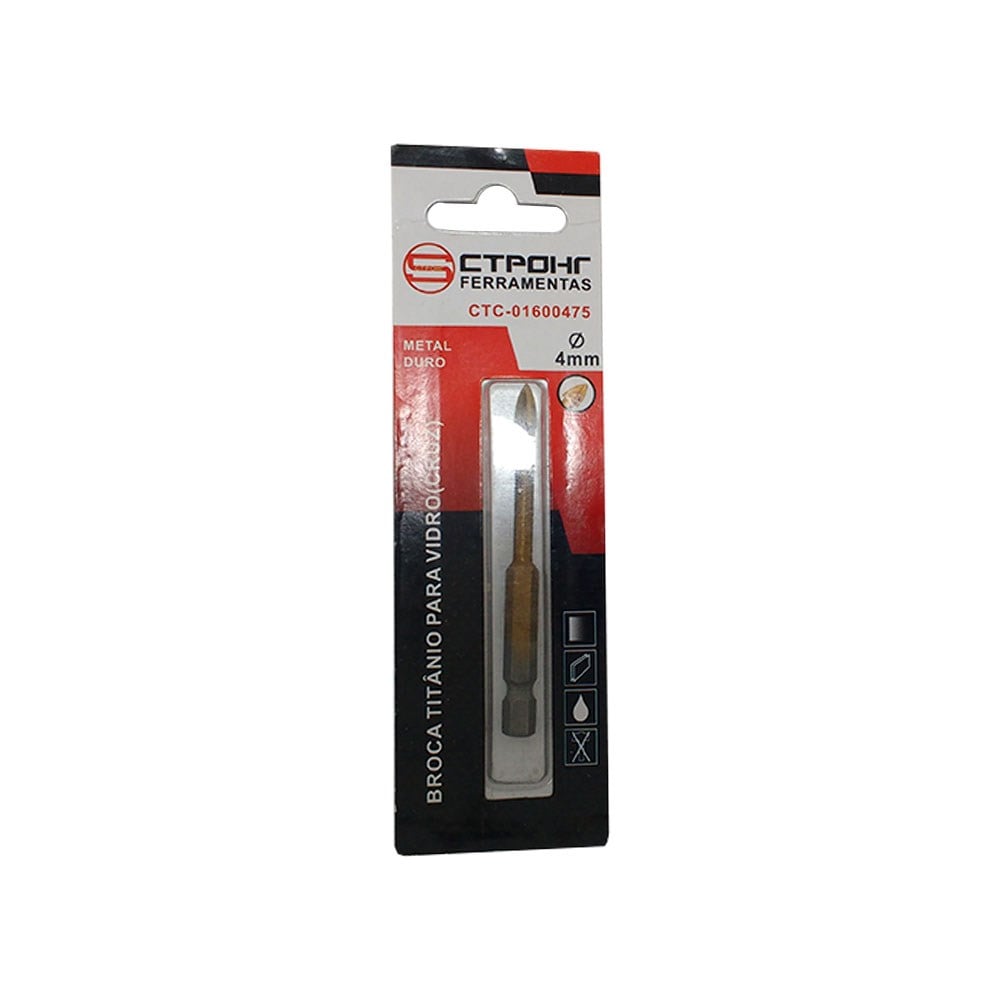Broca para Vidro Titânio CTPOHR 4mm 502
