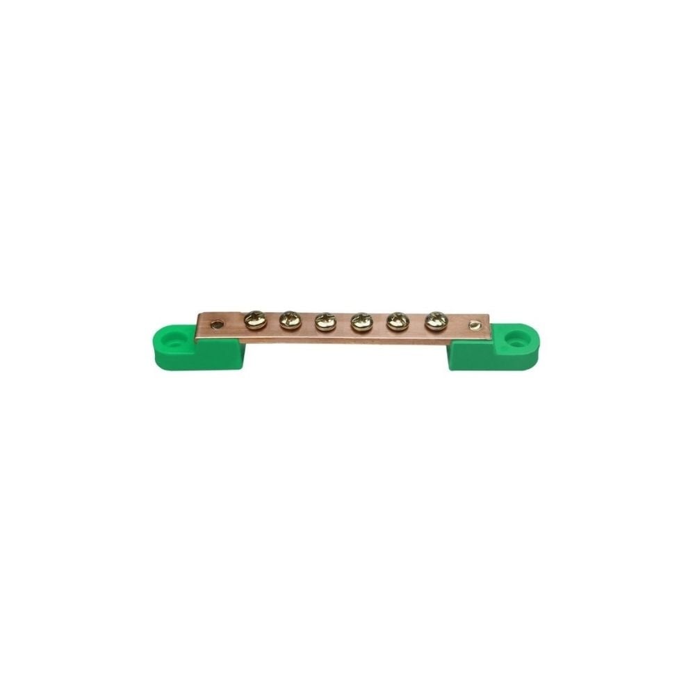Barramento Terra Multhiplos 100A 108mm 6 Parafusos Verde | 644