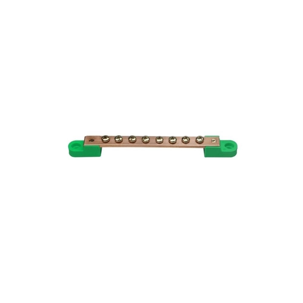 Barramento Terra Multhiplos 100A 133mm 8 Parafusos Verde | 646